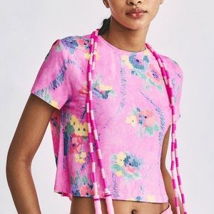 Beach Riot x Love Shack Fancy Crop T Hint of Hibiscus size Medium NWT brand new